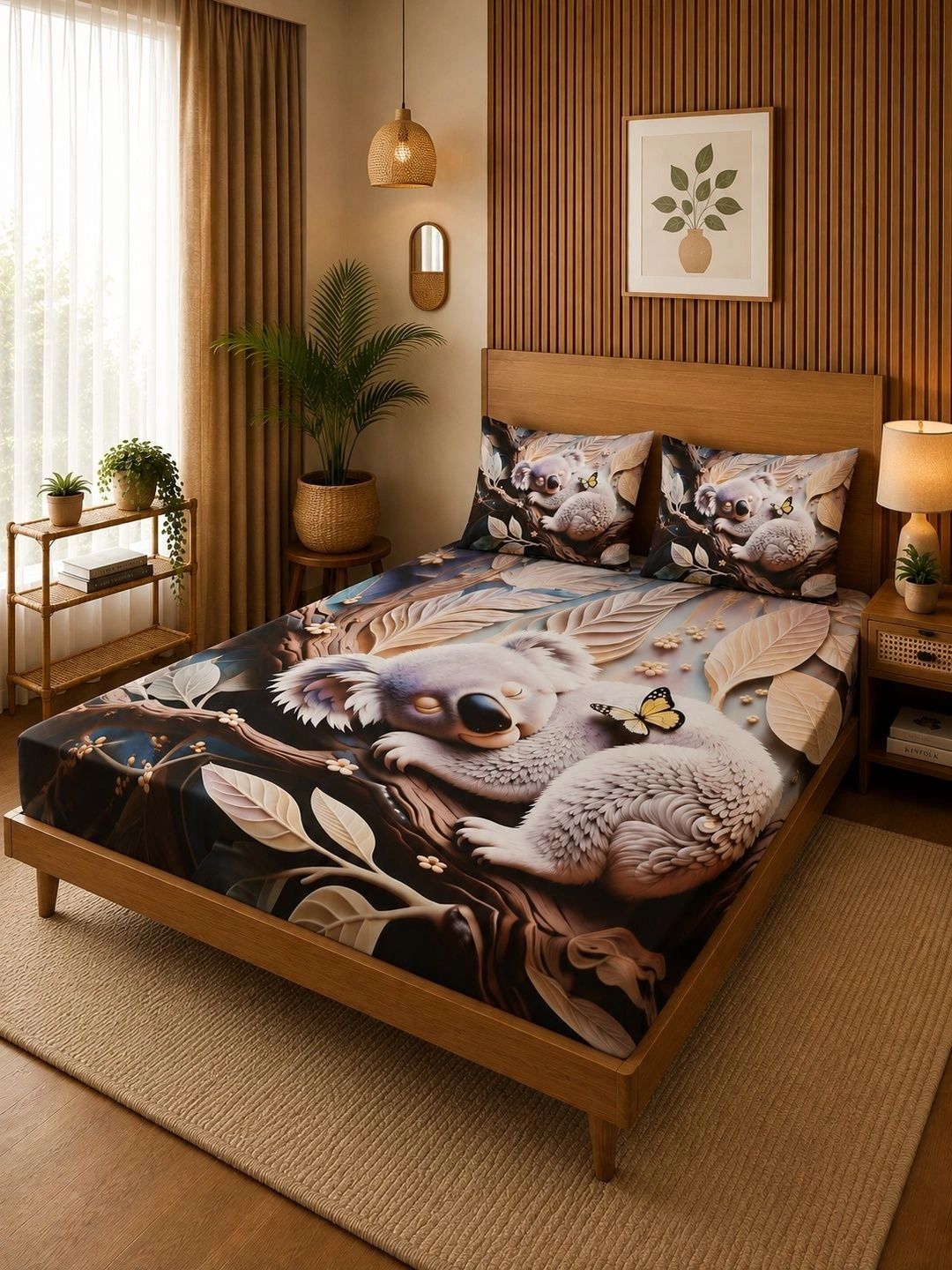 Moda Rapido X KLOTTHE Brown 400 TC King Bedsheet with 2 Pillow Covers