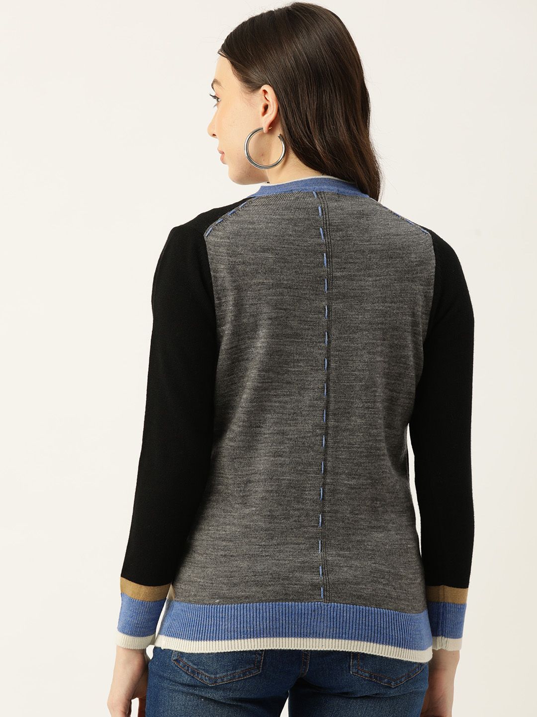Monte Carlo Fine Knit Contrast Stripes Cardigan