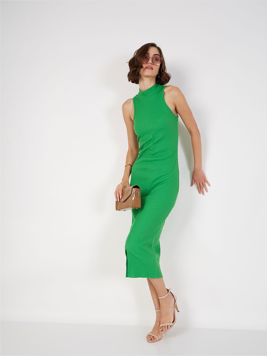 SASSAFRAS High Neck Sheath Midi Dress