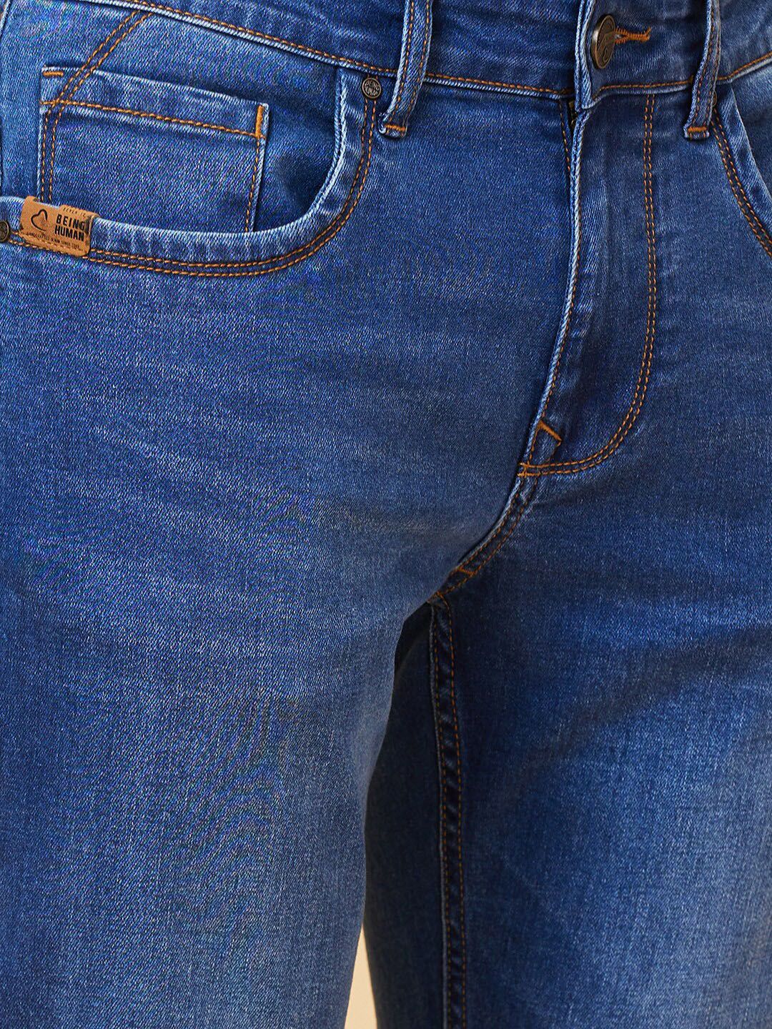 Being Human Men Slim Fit Mid Rise Clean Look Light Fade Jeans