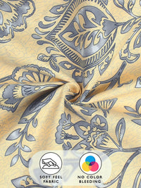 Story@home Cream & Grey Floral 180 TC Queen Bedsheet with 2 Pillow Covers