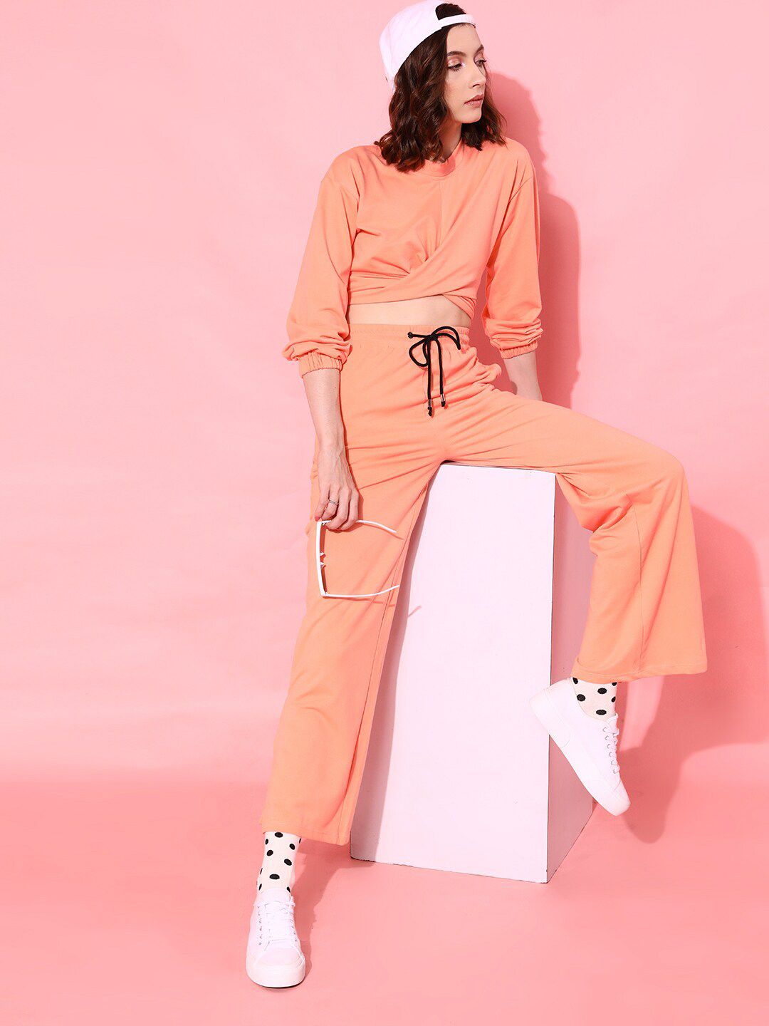 STREET 9 Women Peach Solid Sweatshirt