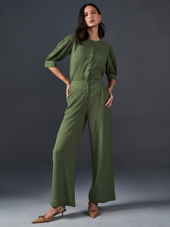 AND Puff Sleeves Top With Trousers