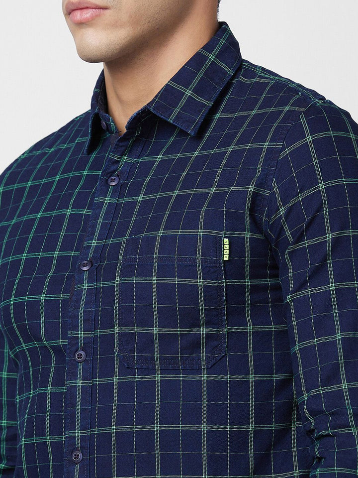 SPYKAR Slim Fit Tartan Checks Opaque Cotton Casual Shirt