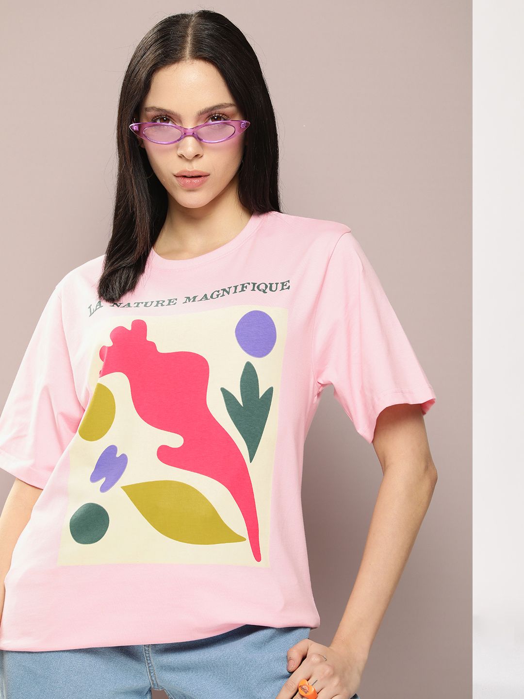 DILLINGER Graphic Printed Oversized Drop-Shoulder Sleeves Pure Cotton T-shirt