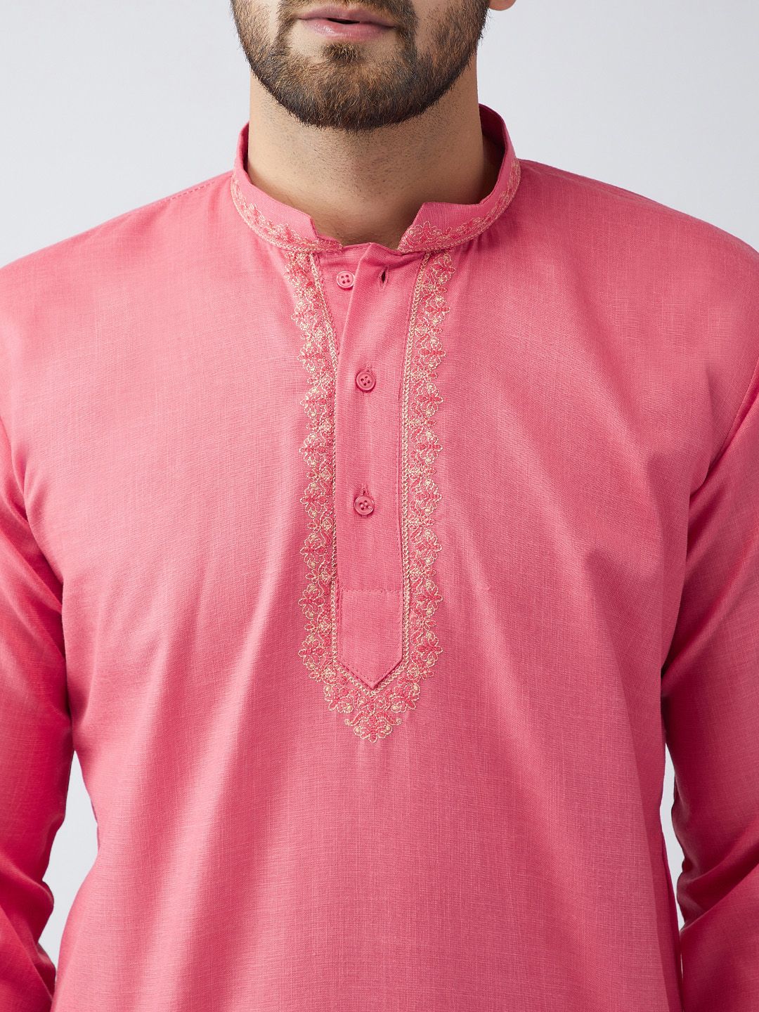 SOJANYA Men Pink Solid Kurta Lurus