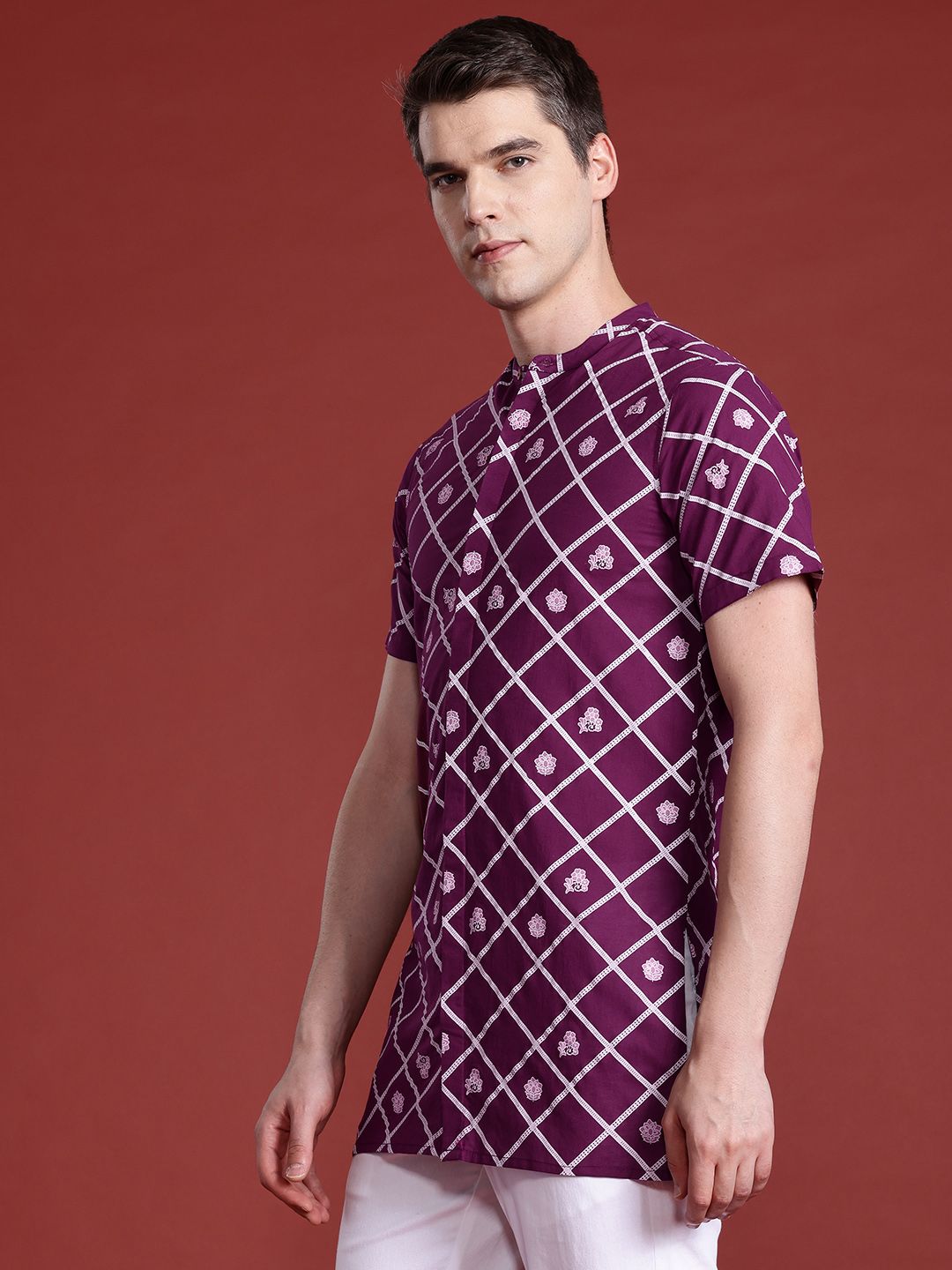 Anouk Men Cotton Geometric Indie Prints Kurta