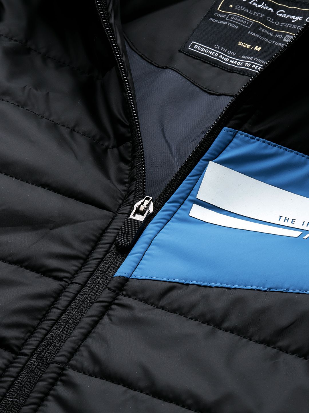 The Indian Garage Co Men Slim Fit Zip-Front Puffer Jacket with Detachable Hood