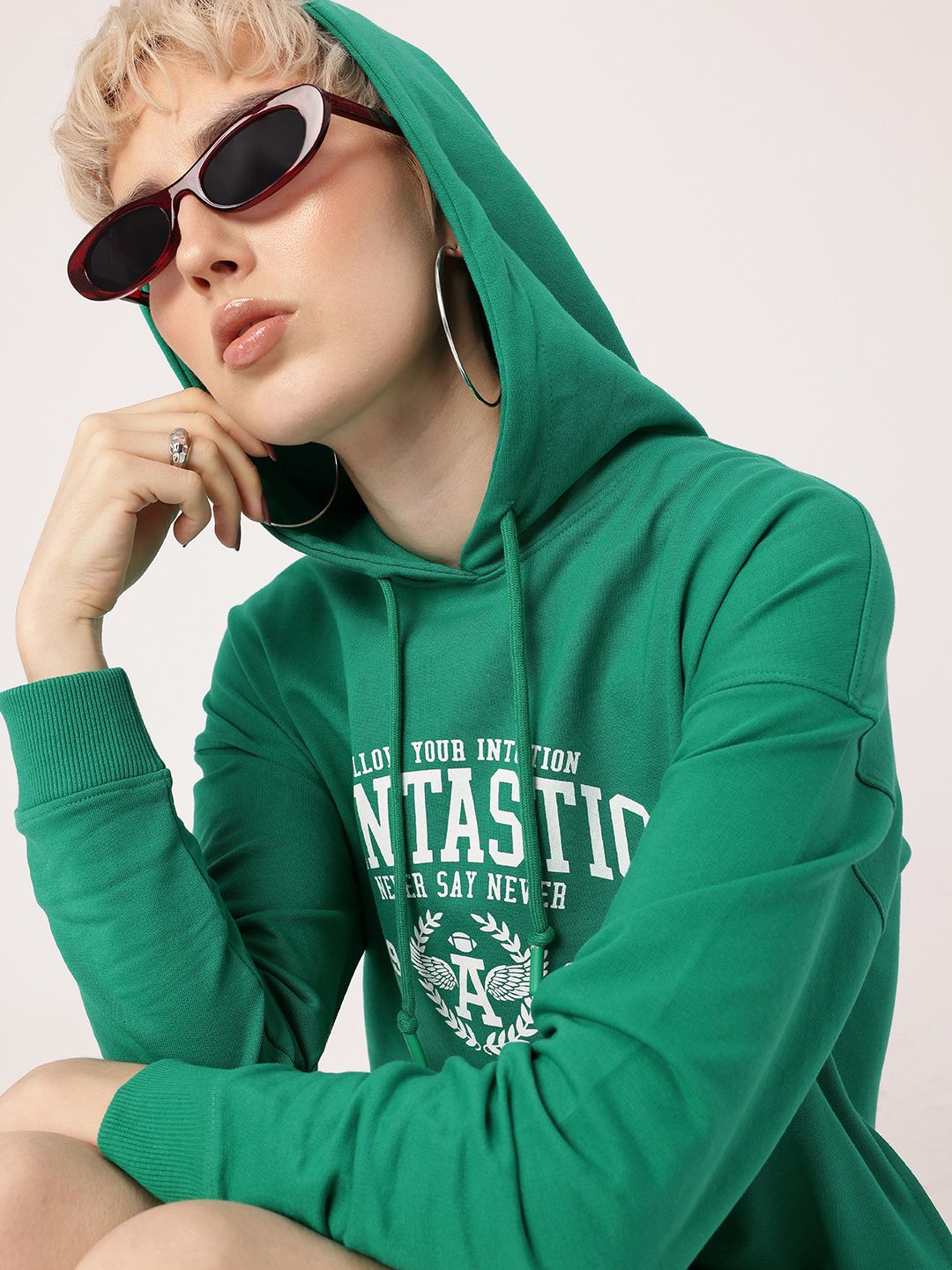 DressBerry Varsity Cool Printed Hooded T-shirt Dress