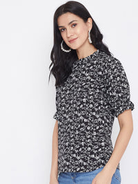 Berrylush Women Black Printed Top