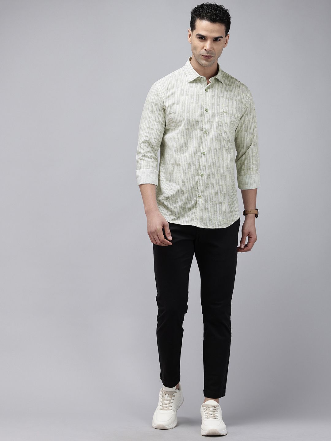 Park Avenue Slim Fit Opaque Striped Pure Cotton Casual Shirt