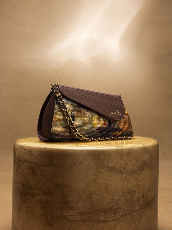 ZOUK Floral Printed Structured Sling Bag
