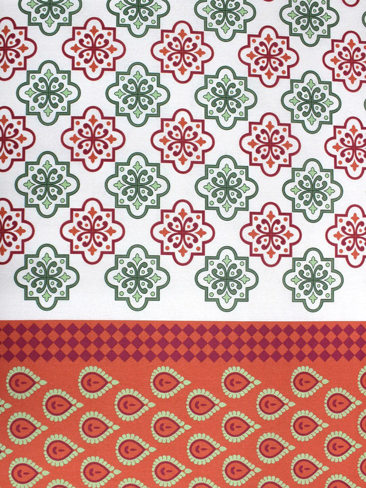 BOMBAY DYEING Pink & White Ethnic Motifs 110 TC Queen Bedsheet with 2 Pillow Covers