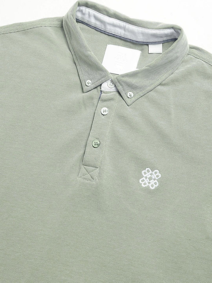 THE BEAR HOUSE Men Polo Collar Regular Fit Pure Cotton Solid T-shirt