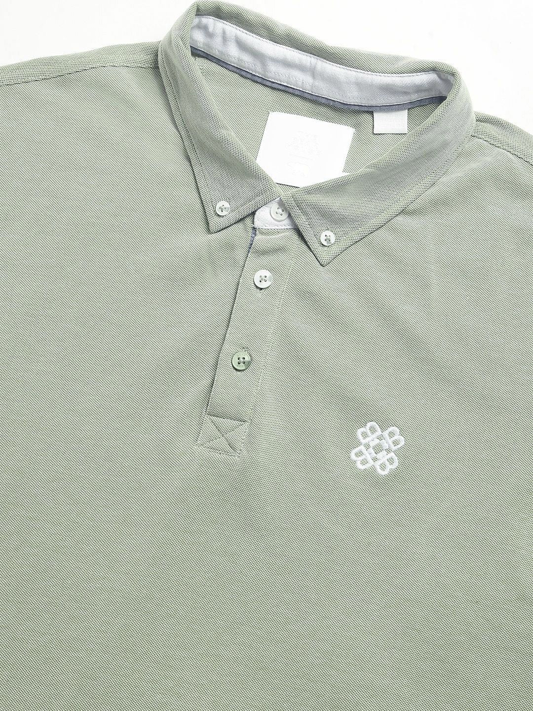 THE BEAR HOUSE Men Polo Collar Regular Fit Pure Cotton Solid T-shirt