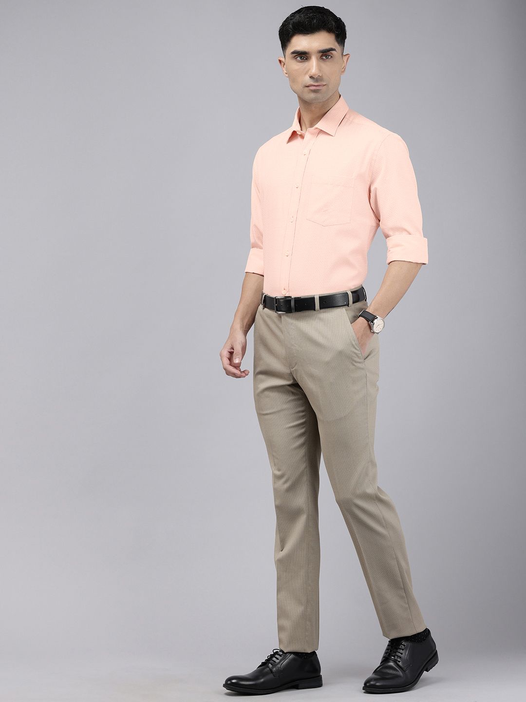 Park Avenue Slim Fit Self Design Textured Formal Shirt