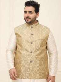 SOJANYA PLUS Lelaki Plus Size Printed Mandarin Collar Nehru Jaket