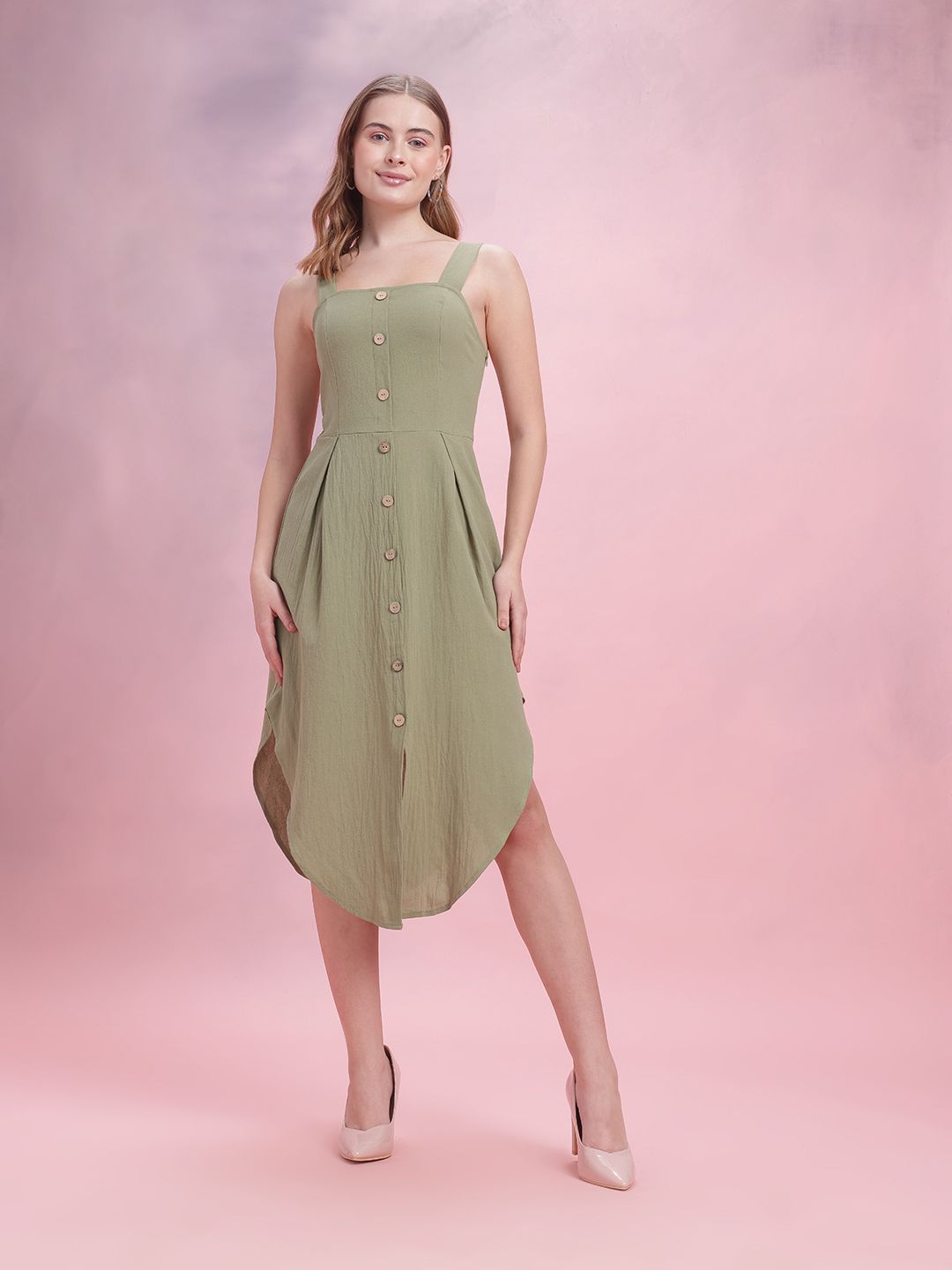 DressBerry Side Slit A-Line Midi Dress