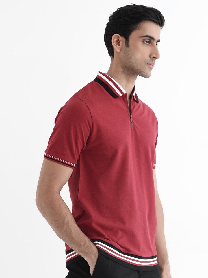 RARE RABBIT Men Polo Collar Regular Fit T-shirt