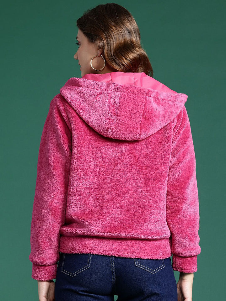 DressBerry Women Faux Fur Hooded Tailored Jacket