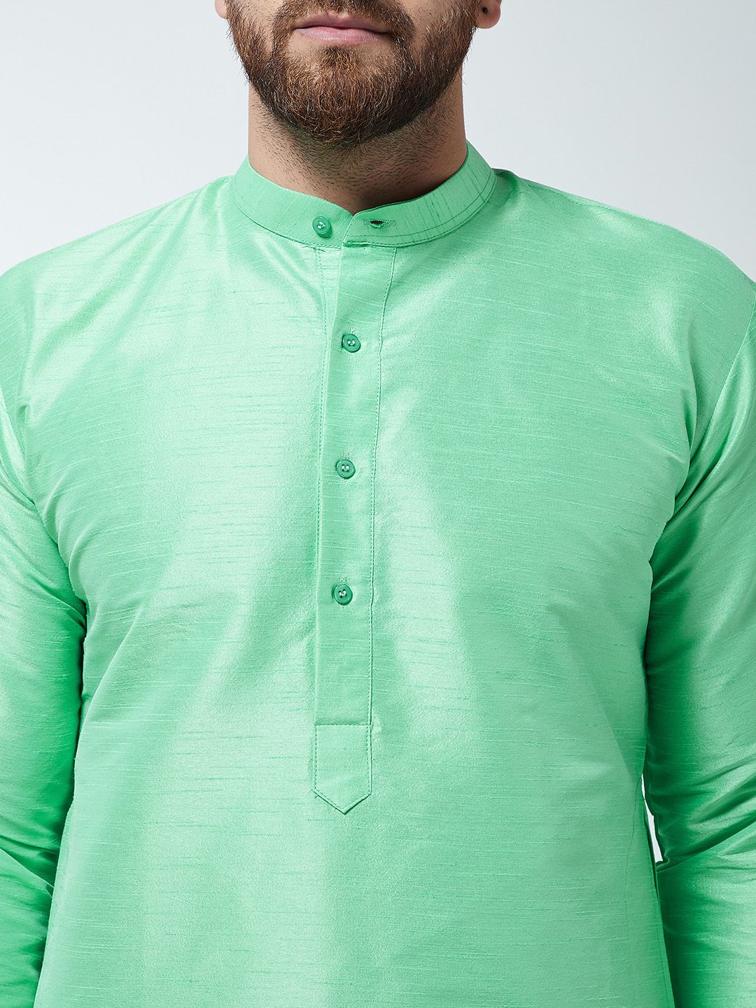 SOJANYA Lelaki Hijau Solid Kurta Lurus