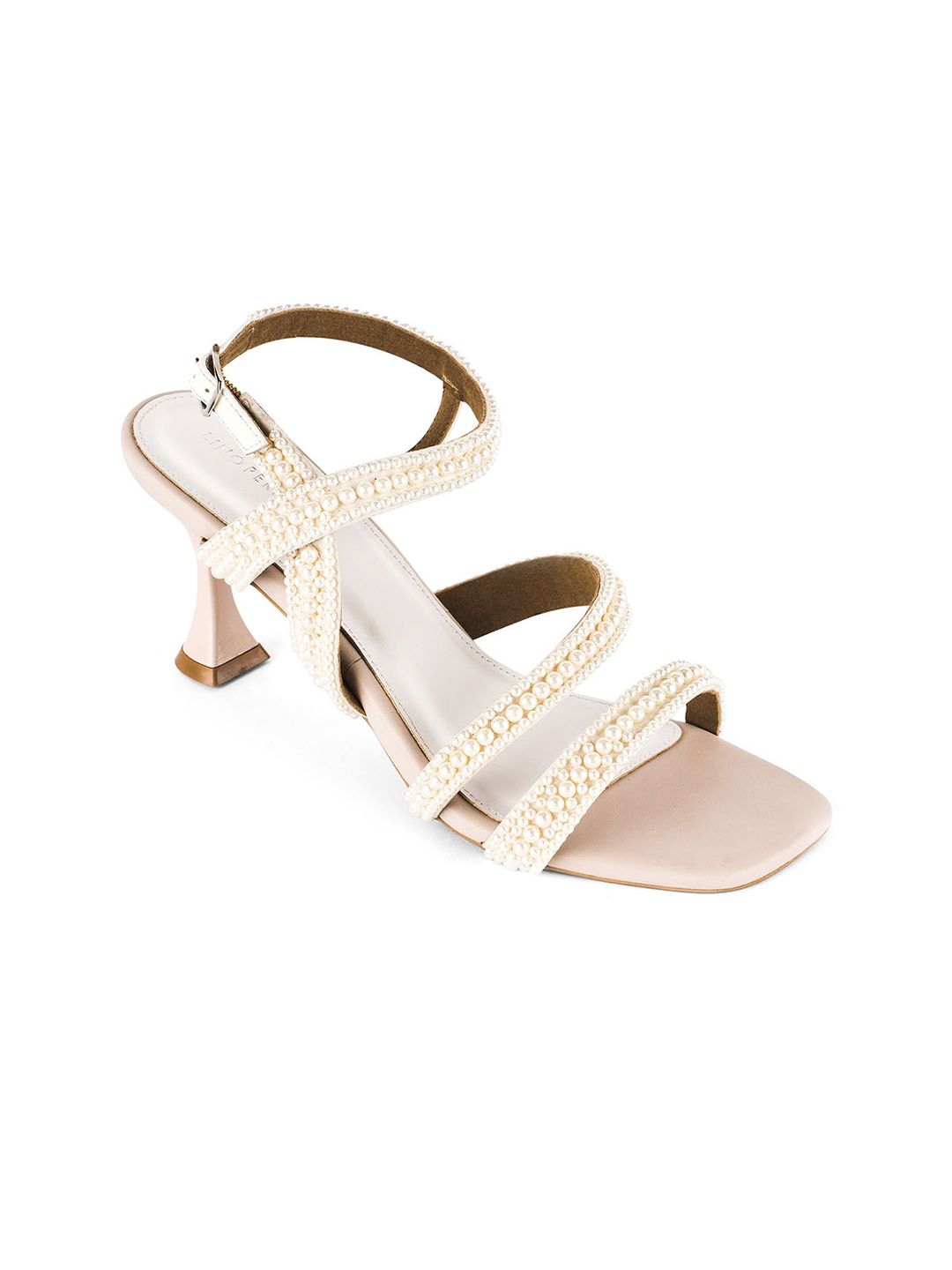 Lino Perros Embellished Open Toe Kitten Sandals