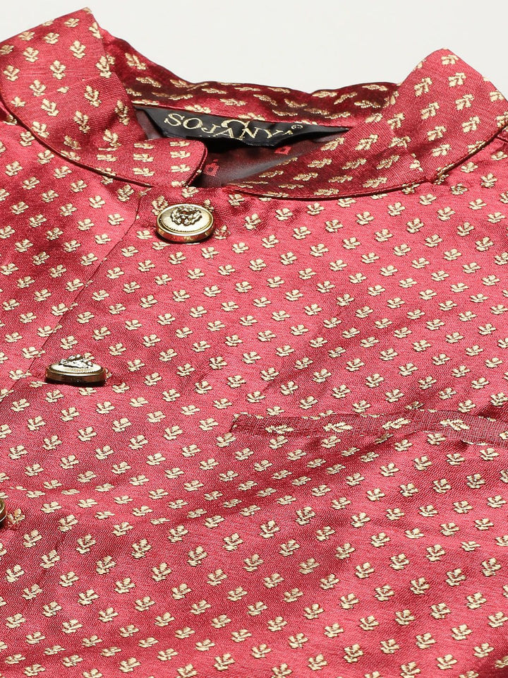 SOJANYA Kurta Kapas Tulen Chikankari Kuning Lelaki dengan Jaket Churidar & Nehru