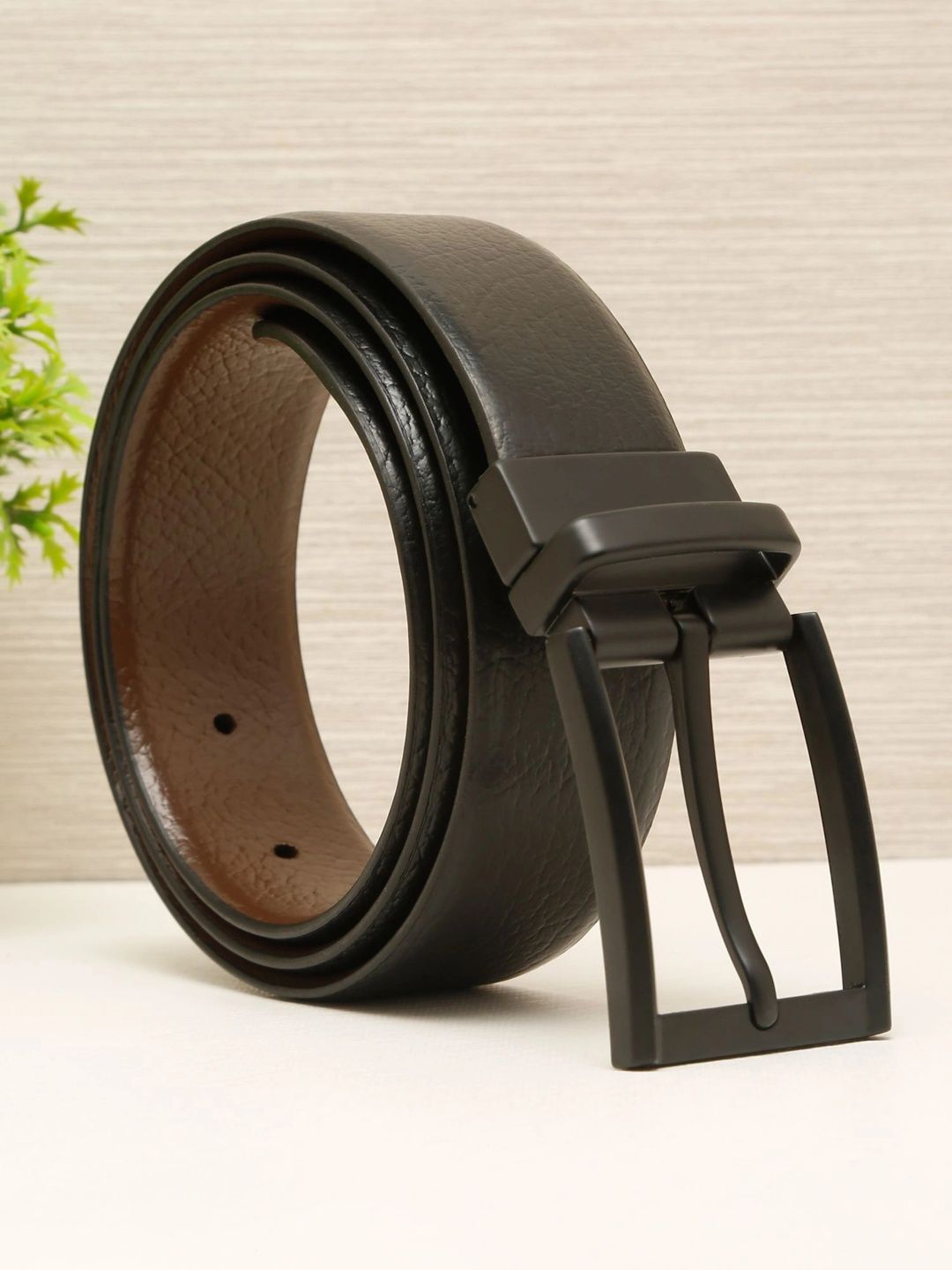 Teakwood Leathers Men Textured Leather Reversible Belt