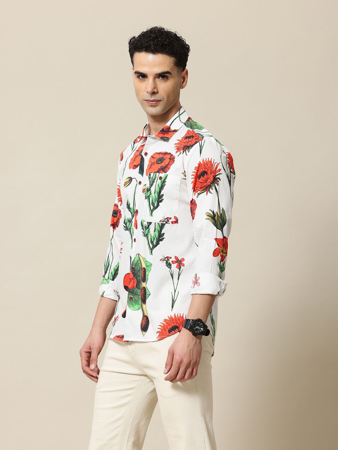 Mr Bowerbird Tailored Fit Floral Printed Pure Cotton Casual Shirt