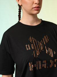 HRX by Hrithik Roshan ACTIVE-GODDESS Brand Logo Rapid Dry Training Boxy Fit Crop T-shirt