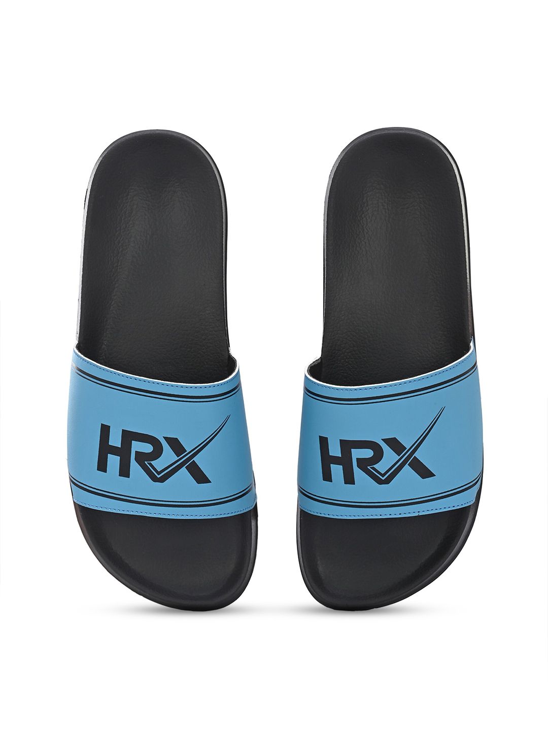 HRX by Hrithik Roshan Men Blue & Black Brand Logo Printed Sliders