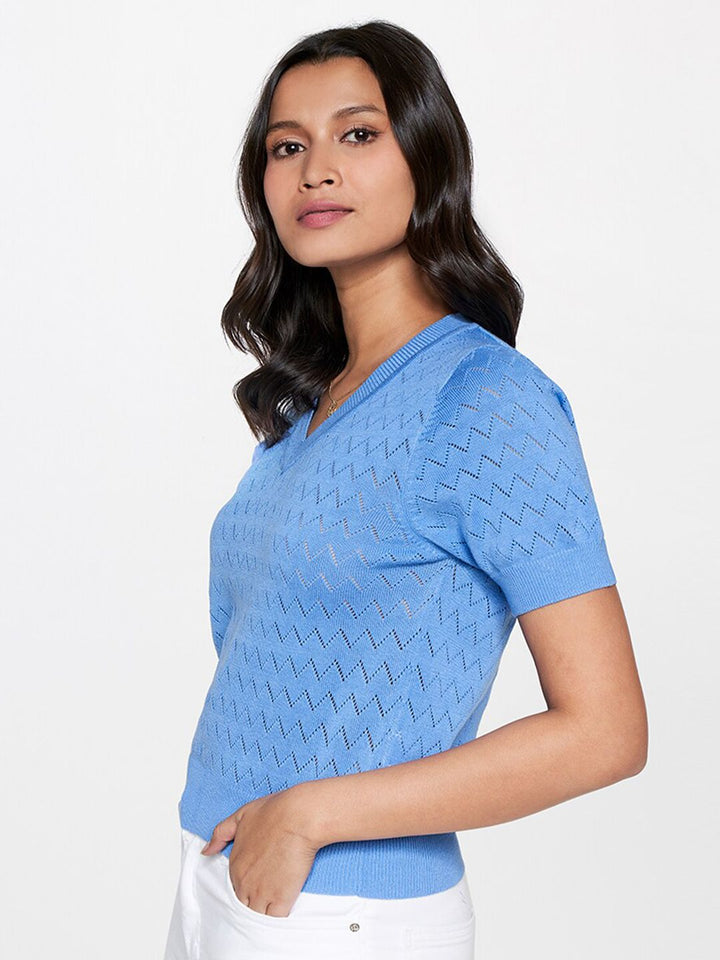 AND Self Design V-Neck Cotton Top