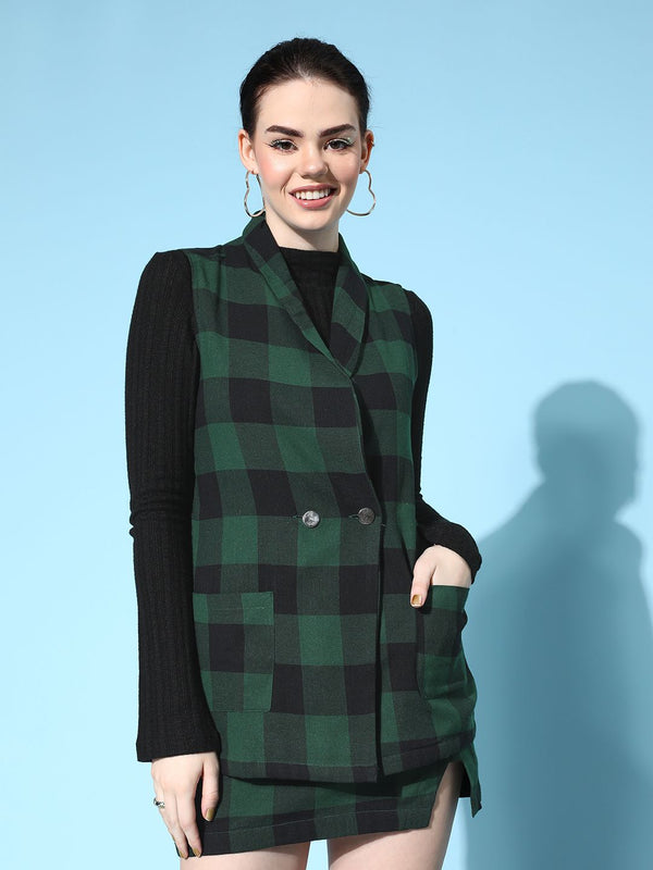 SASSAFRAS Women Flannel Checked Blazer