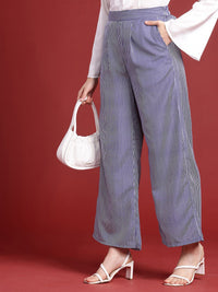 all about you Women Striped Pleated Wide Leg Trousers