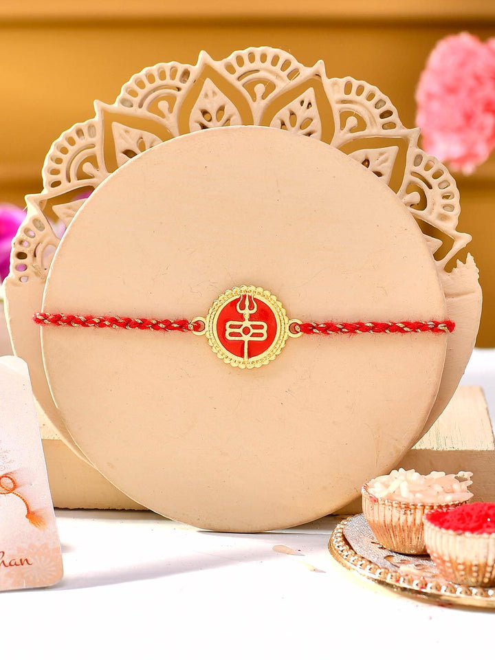 Voylla Red Enamel Dan Gold Rudra-Tilaka Rakhi Untuk Abang