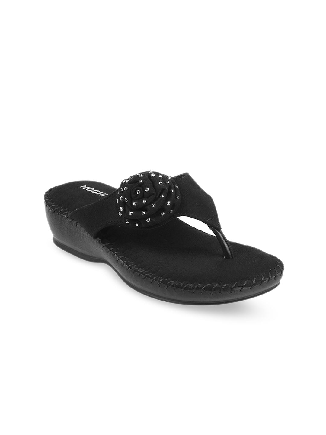 Mochi Women Embellished Open Toe Flats