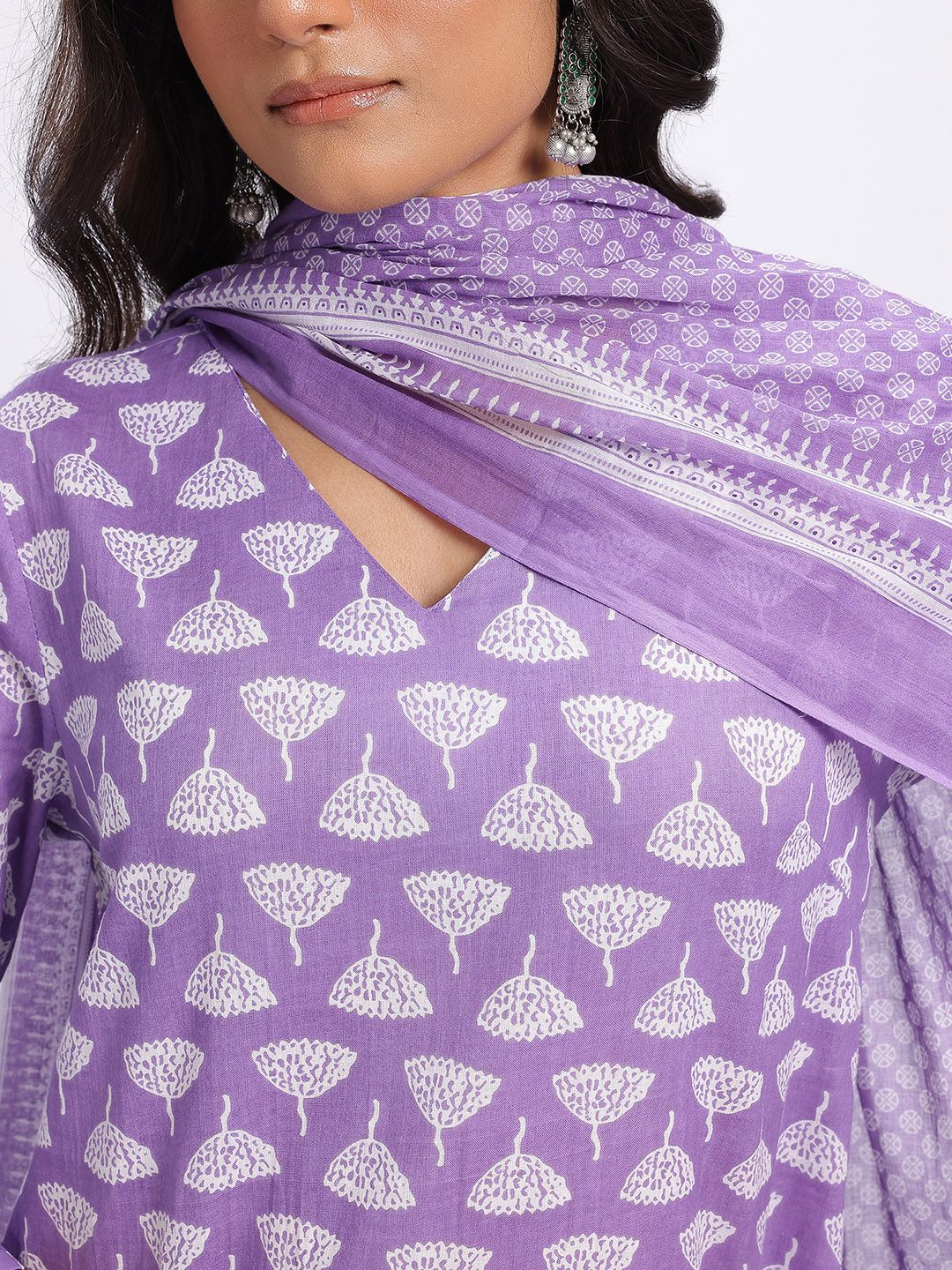Anouk Printed Pure Cotton Kurta with Trousers & Dupatta