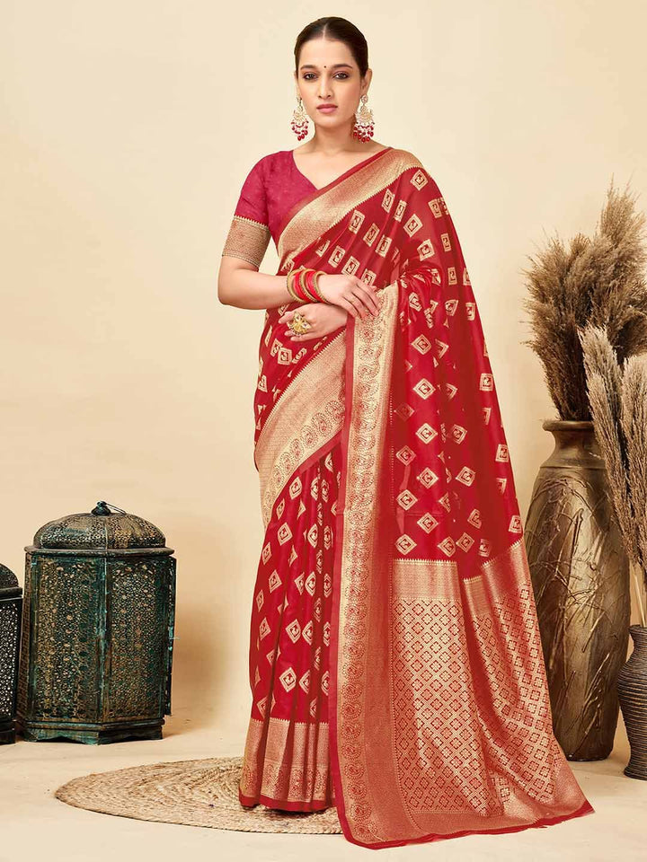 KALINI Woven Design Zari Silk Blend Designer Banarasi Saree