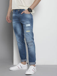 The Indian Garage Co Men Blue Mildly Distressed Heavy Fade Stretchable Jeans