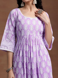 Libas Women Floral Regular Thread Work Pure Cotton Kurta with Salwar & With Dupatta