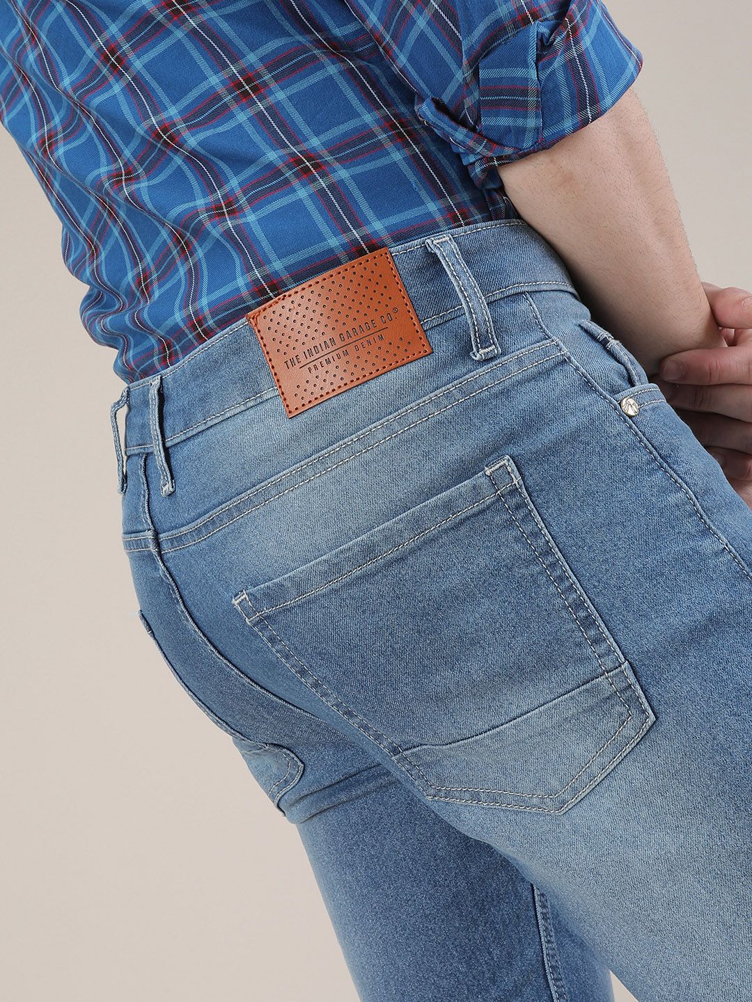 Garage India CO Men Biru Slim Slim Fit Mid-Rise Clean Clean Melihat Seluar Jeans