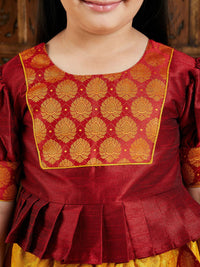 VASTRAMAY Girls Ethnic Motifs Woven Design Ready To Wear Lehenga Choli