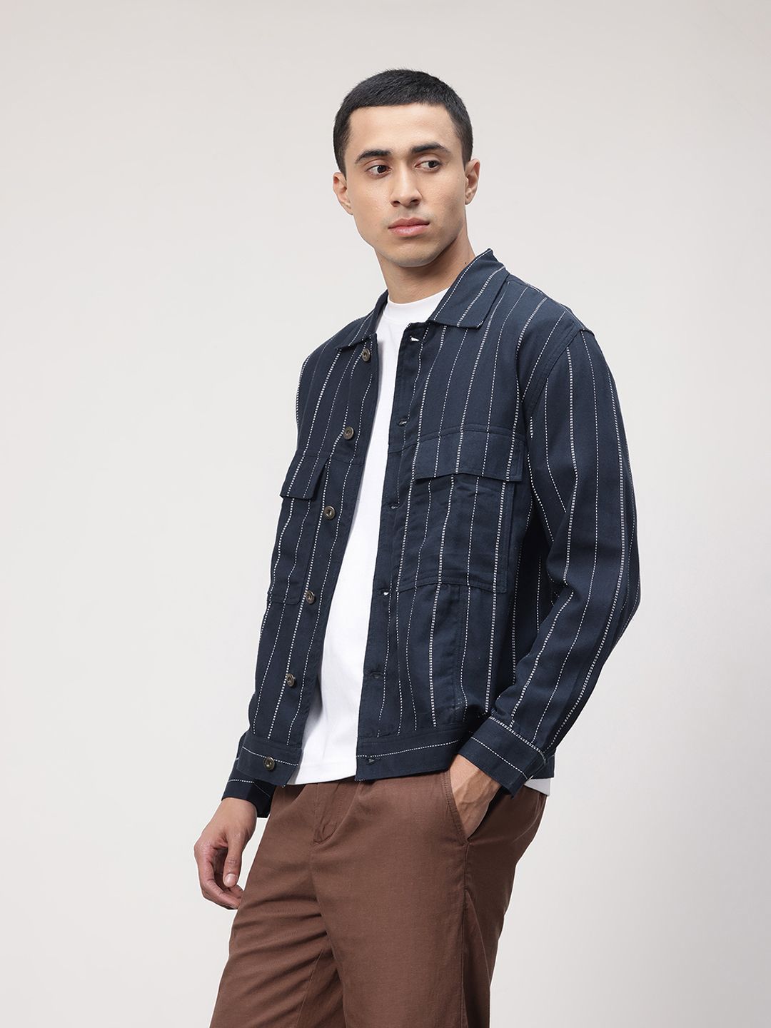 ether Zen Striped Chest Pocket Detail Shirt