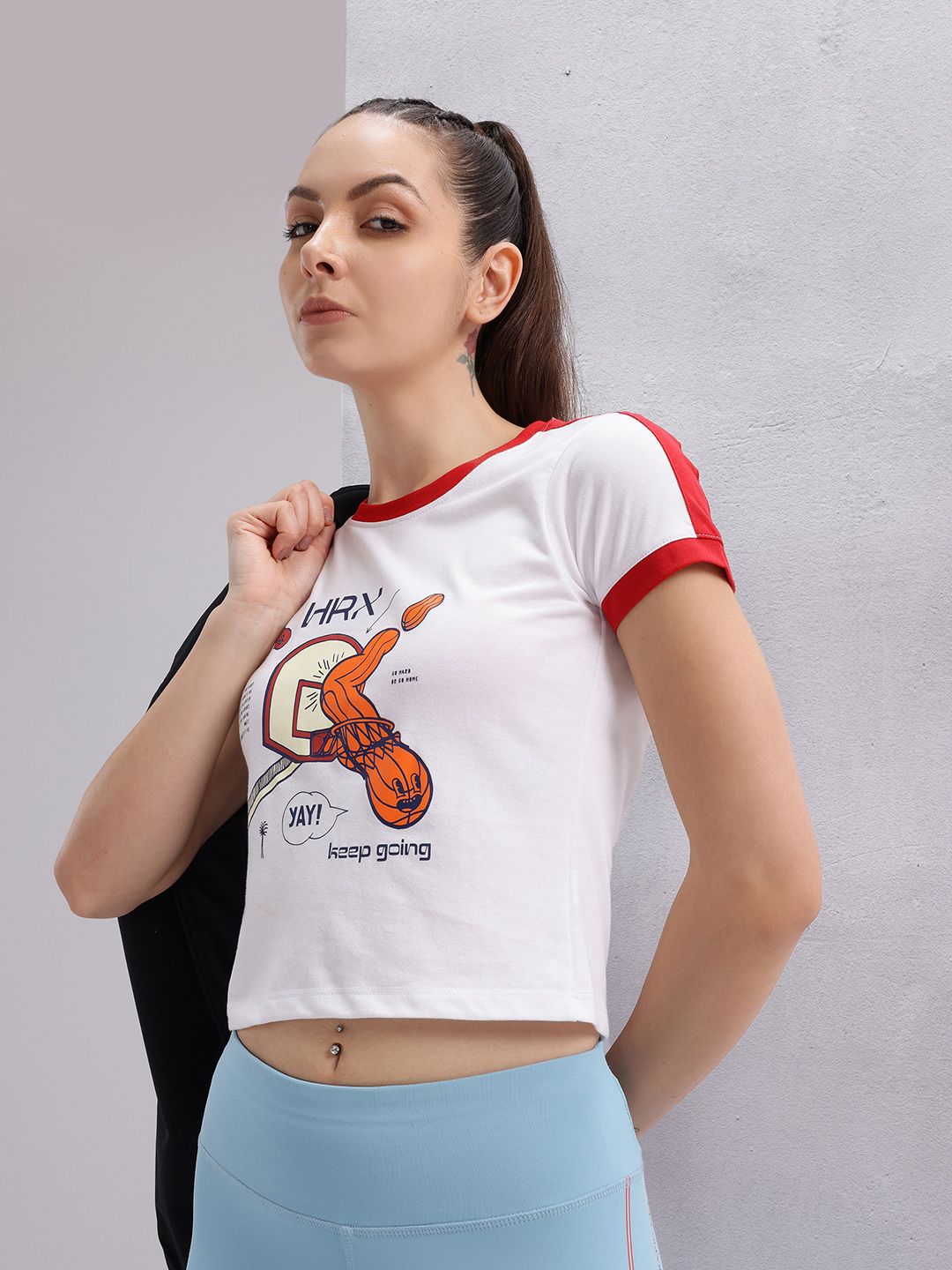HRX by Hrithik Roshan Graphic Print Crop T-shirt
