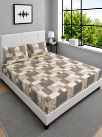 Moda Rapido X KLOTTHE Multicoloured Geometric 400 TC King Bedsheet with 2 Pillow Covers