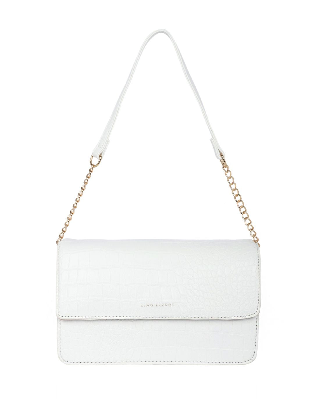 Lino Perros Croc Textured Structured Baguette Bag