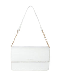Lino Perros Croc Textured Structured Baguette Bag