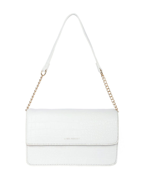Lino Perros Croc Textured Structured Baguette Bag