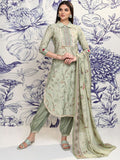 Vishudh Green & Red Floral Printed Regular Thread Work Kurta with Trousers & With Dupatta