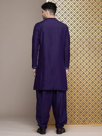 House of Pataudi Men Jashn Ethnic Motifs Yoke Design Thread Work Kurta With Salwar